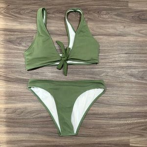 4/$25 SALE SHEIN Safari Green Scoop Neck Cheeky Bikini Set